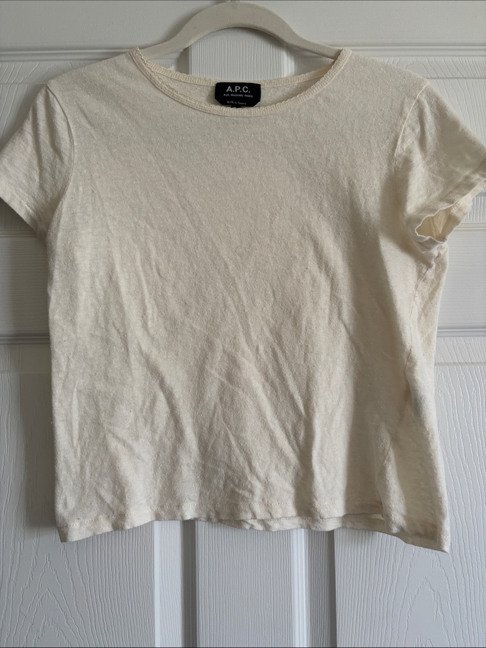 A.P.C. Rue Madame Paris Short Sleeve Tee in Cream XS